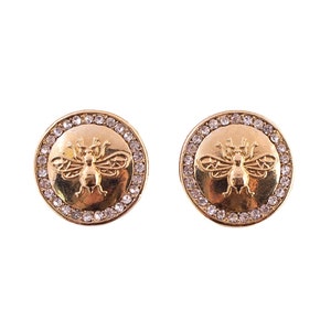 Monet Gold Plated Rhinestone Bee Earrings