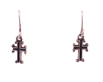 Small Sterling Cross Earrings