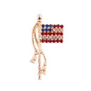 Rhinestone American Flag Brooch