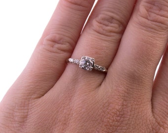 14K White Gold Diamond Engagement Ring