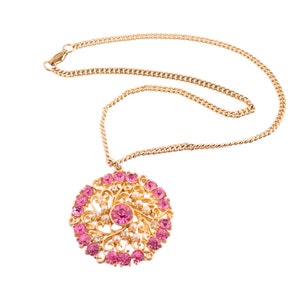 Pink Rhinestone and Faux Pearl Vintage Necklace