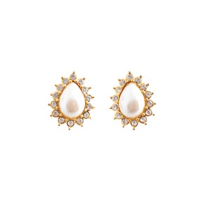 Marvella Faux Pearl Rhinestone Earrings