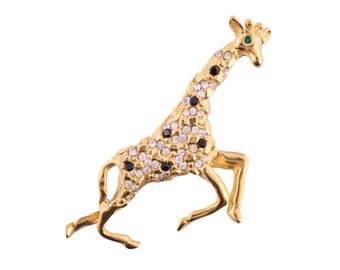Rhinestone Giraffe Brooch