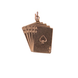 14K Gold Royal Flush Card Charm