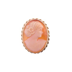 Vintage 14k Shell Cameo Brooch image 1