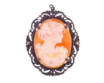 Sterling Shell Cameo Pendant