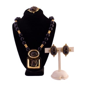 Sutton-Hoo Black Scarab Jewelry Set