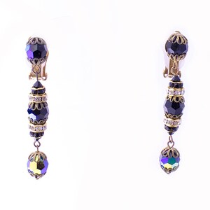 Gold Plated Black Bead Drop Earrings