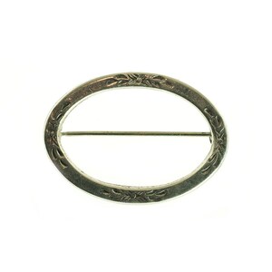 Beau Sterling Engraved Oval Brooch