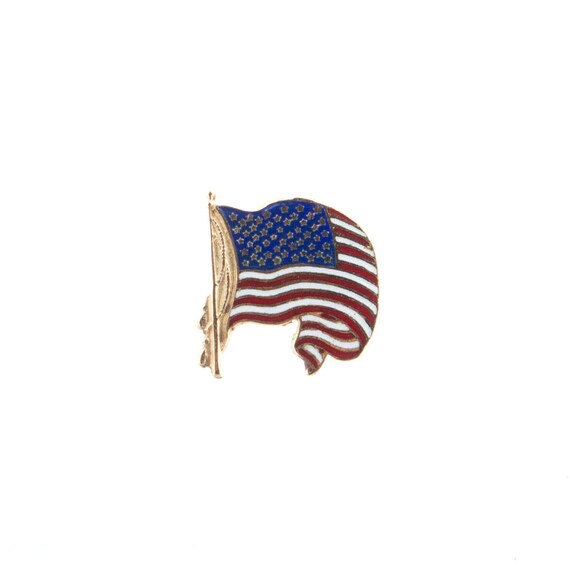 14KY Enamel American Flag Pin