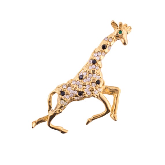 Rhinestone Giraffe Brooch - image 1