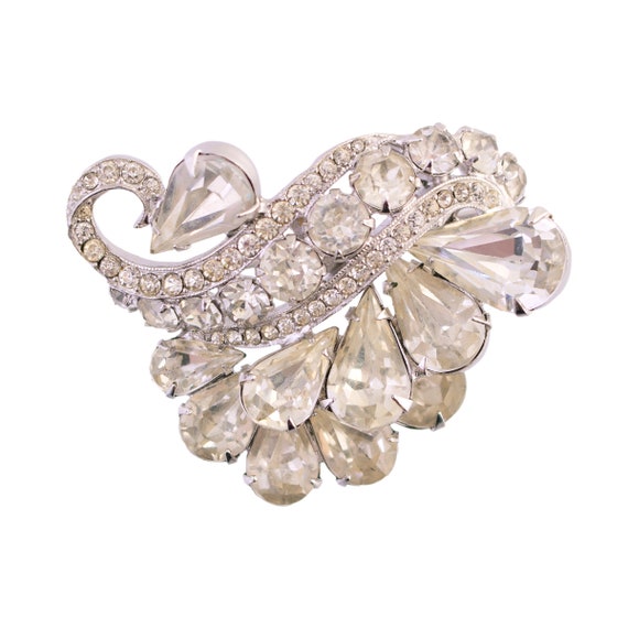 Eisenberg Rhinestone Curved Brooch - image 1