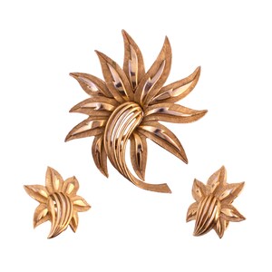 Trifari Flower Pin and Earring Set