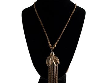 Vintage Rhinestone Tassel Necklace