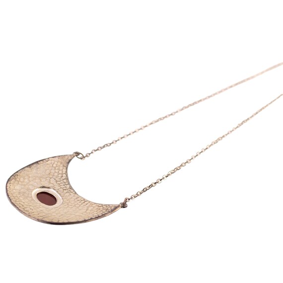 Curved Pendant with Red Stone Necklace - image 3