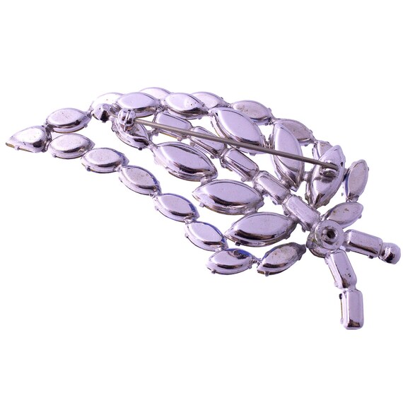 Blue Rhinestone Leaf Brooch - image 2