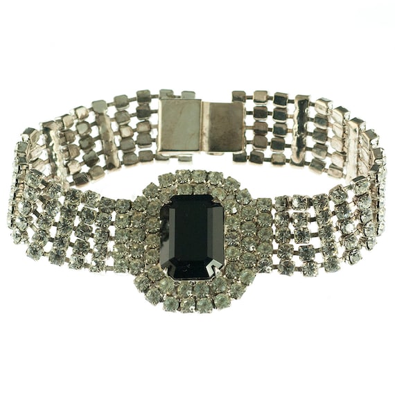 Rhinestone Bracelet with Black Center