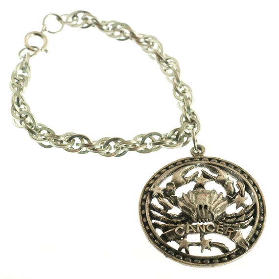 Silver Plated Zodiac Cancer Charm Bracelet