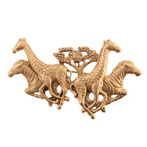 AJC Gold Plated Giraffe and Zebra Brooch