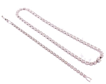 Rhinestone Bracelet and Necklace Set