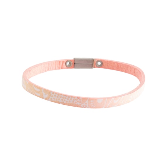 Peach Patterned Leather Bracelet - image 1