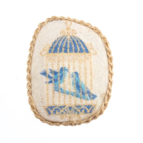 Granulated Birds in Birdcage Brooch