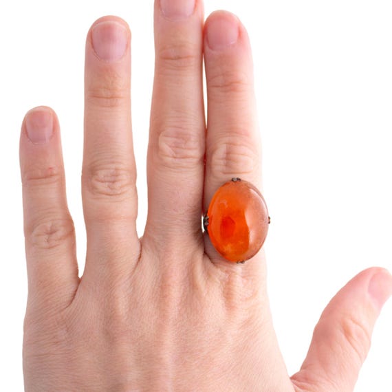 Carnelian Silver Statement Ring - image 3