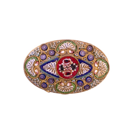 Oval Micro Mosaic Brooch - image 1