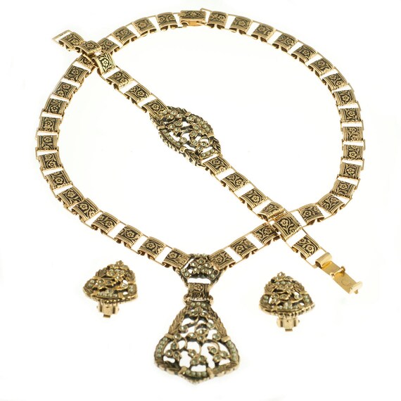 Gold Plated Floral 3 Piece Set