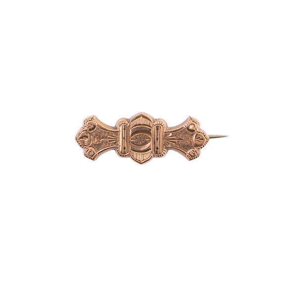 Antique Gold Filled Decorative Bar Brooch - image 1