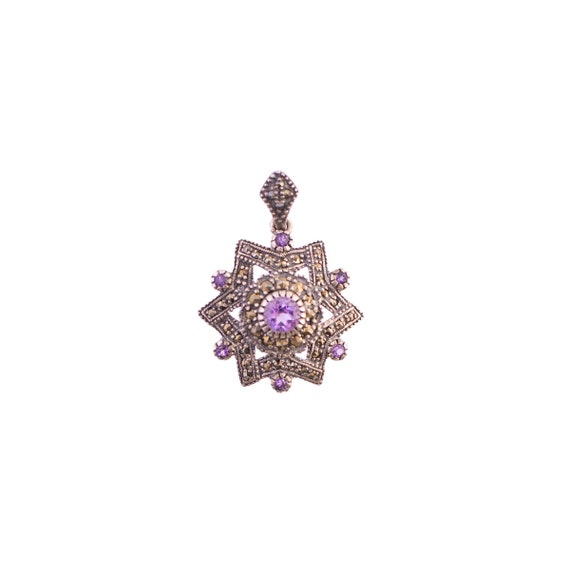Sterling Amethyst and Marcasite Star Pendant - image 1