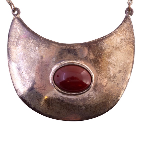 Curved Pendant with Red Stone Necklace - image 2
