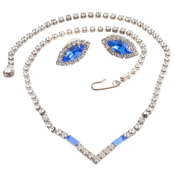 Rhinestone Marquis Necklace and Earring Set - image 3