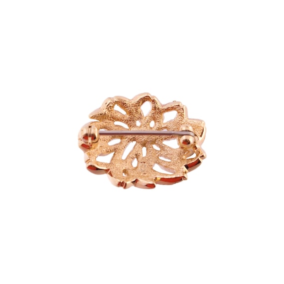 Gold Plated Small Floral Brooch - image 2