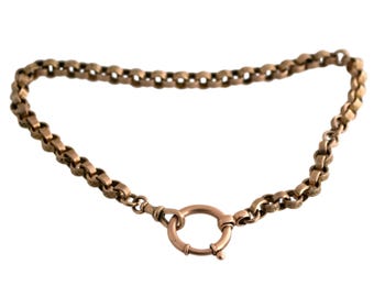 Antique 9k Gold Textured Watch Chain 16" Necklace With Large Bolt Ring Clasp