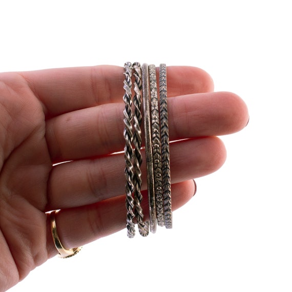 Silver 9 Bangle Bracelet Set - image 3