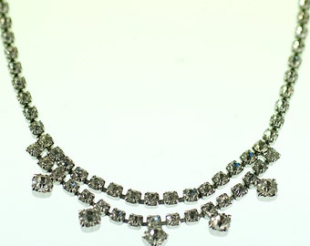 SALE Silver Toned Rhinestone Costume Choker