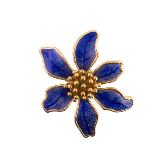 Blue Cloisonné Flower Brooch