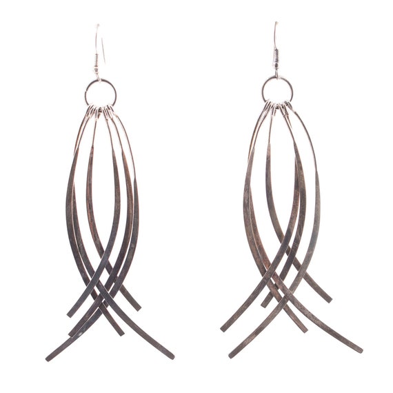 Dramatic Silver Dangle Earrings - image 1