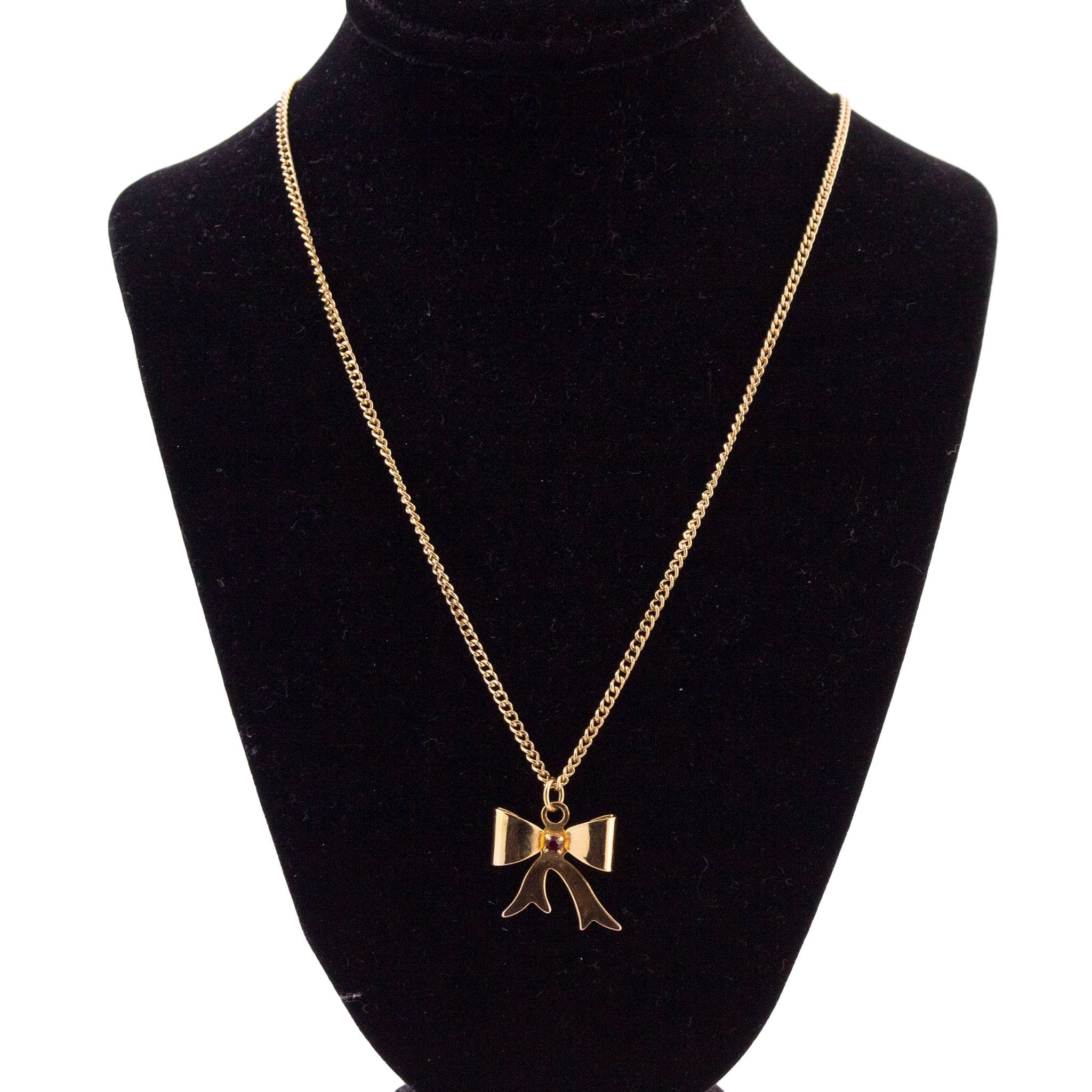 ネックレス・ペンダント Kashiko 25ss Tinkle Ribbon Necklace 12mm/0.47in Gold Bow Necklace 925 Sterling Silver, Cubic
