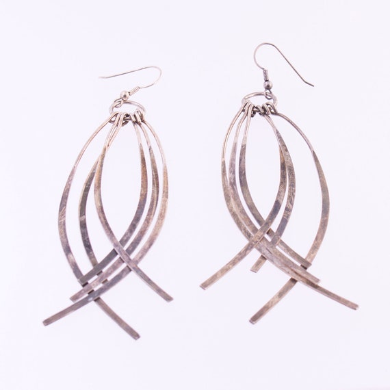 Dramatic Silver Dangle Earrings - image 2