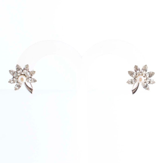JMS Gold Filled Rhinestone Flower Earrings - image 2