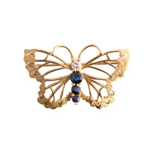 Sapphire and Diamond Butterfly Brooch