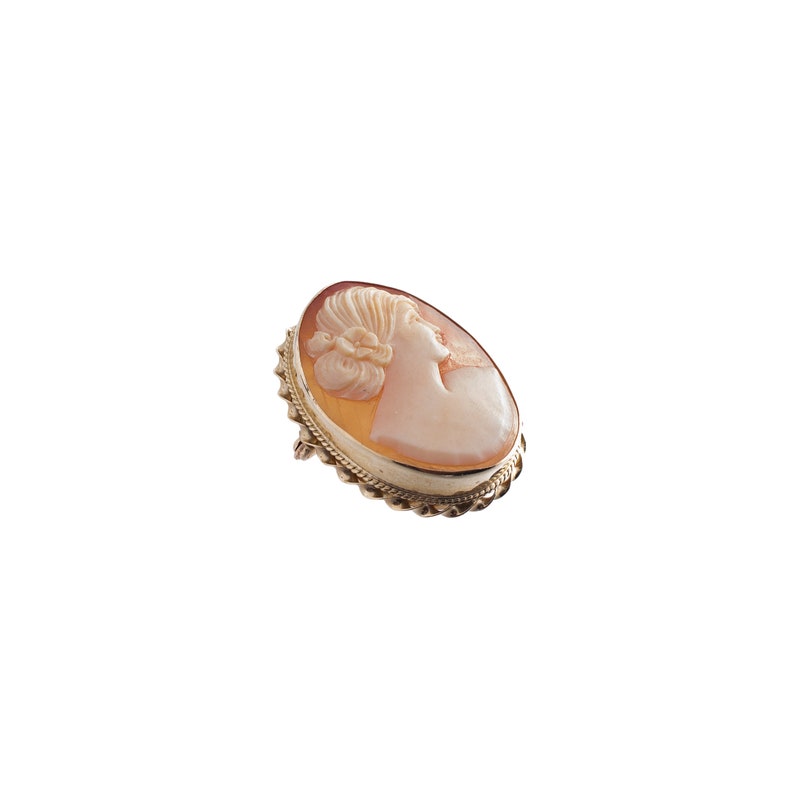 Vintage 14k Shell Cameo Brooch image 2