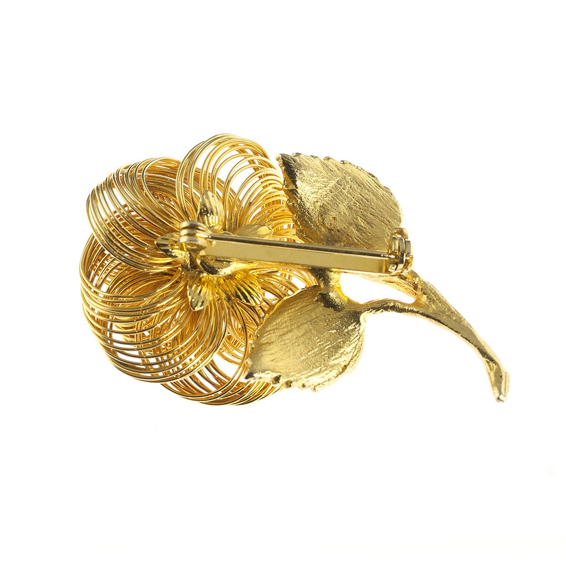 Gold Plated Wire Rose Brooch Etsy