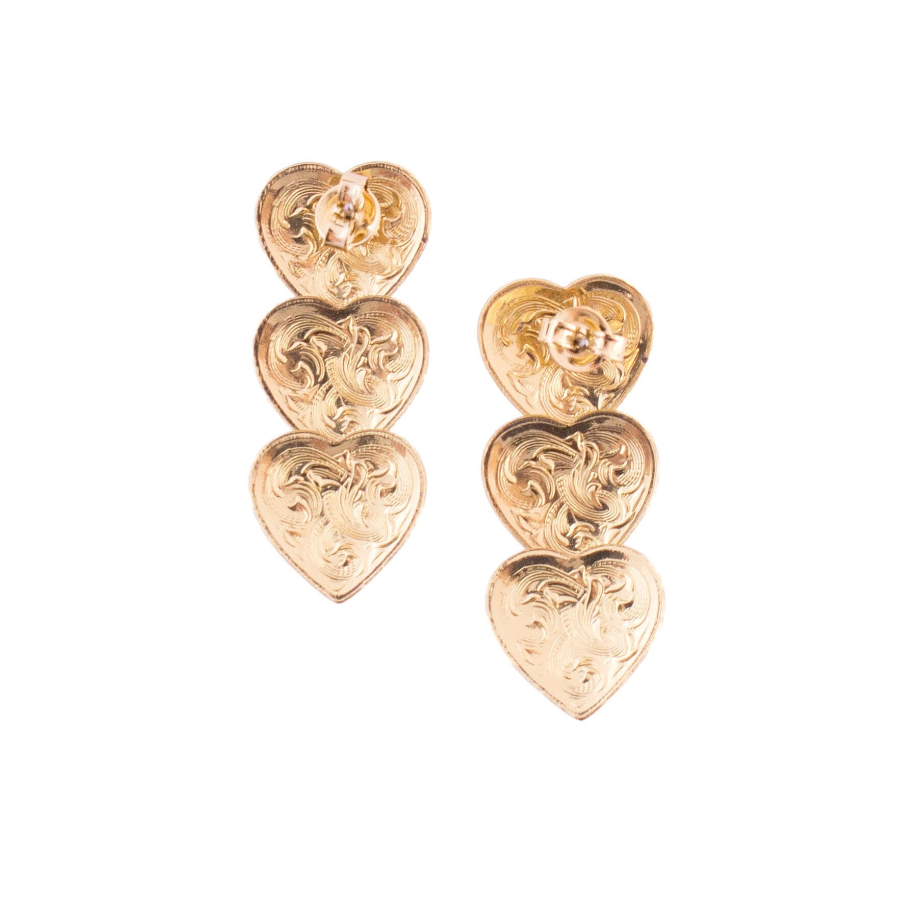Two Tone Heart Drop Earrings - Etsy