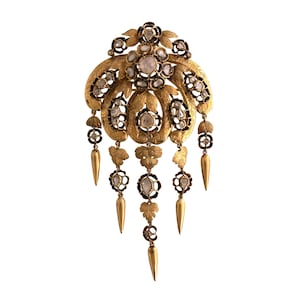 Antique 18k Gold Rose Cut Diamond Pin/Pendant