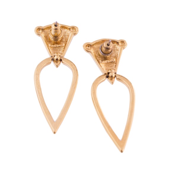 Monet Gold Plated Tear Drop Earrings - image 2