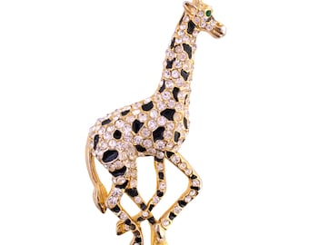 Rhinestone Giraffe Brooch