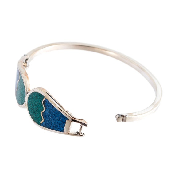 Turquoise Composite Silver Bangle - image 3